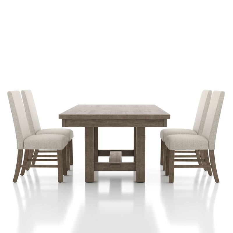 Furniture of America Jusk Rustic Grey Wood 5-Piece Dining Table Set