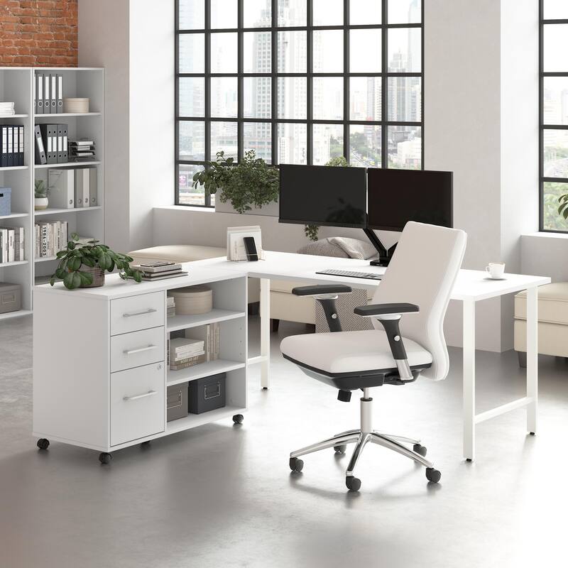 Bush Business Furniture Hustle 72W x 30D Computer Desk with Storage - White