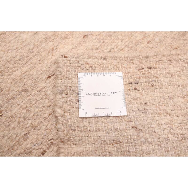 ECARPETGALLERY Flat-Weave Nevada Beige Wool Kilim - 8'0 x 9'10