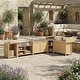 preview thumbnail 26 of 93, 100% Solid Wood Outdoor Kitchen Cabinet Set, Modular Patio BBQ Island Sideboard Buffet Pantry 180.3"W(Wood)
