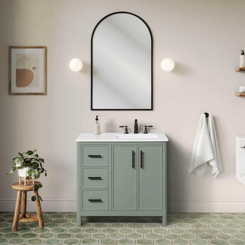 OVE Solas Bathroom Vanity with White Engineered Stone Top