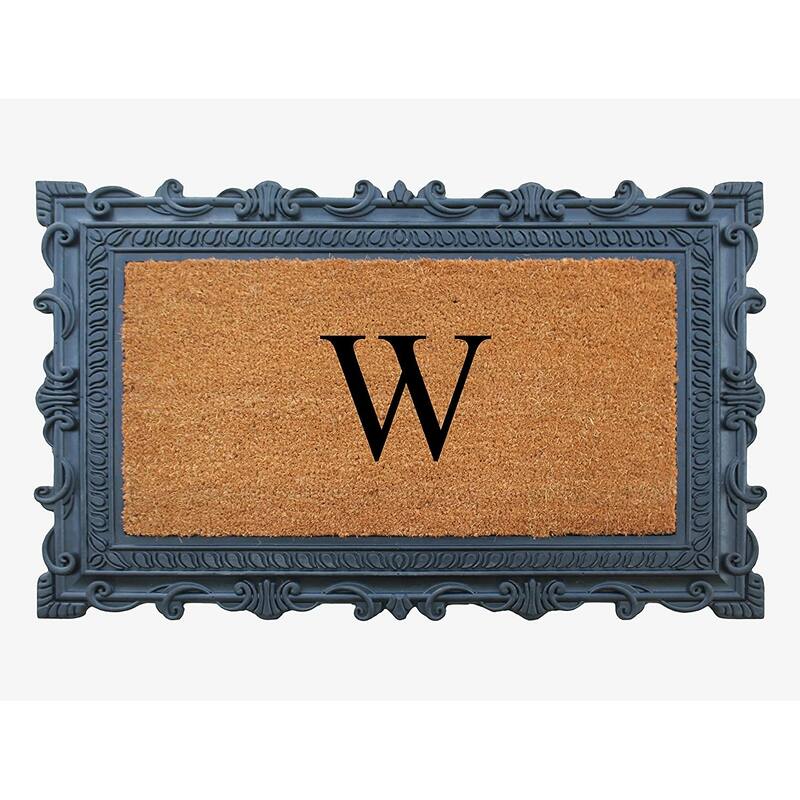 A1HC First Impression Carson Rubber and Coir 24" X 36", Heavy Duty, Easy to Clean Outdoor Monogrammed Doormat - Monogrammed W