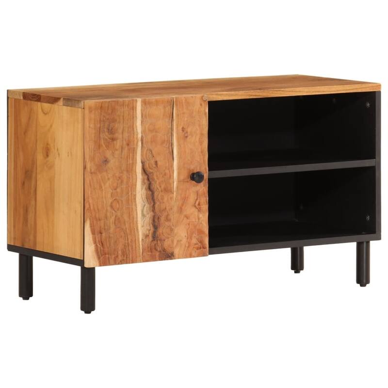 vidaXL TV Cabinet Natural Wood Solid Acacia wood, Engineered wood, Iron - 13.0 x 31.5 x 18.1 in