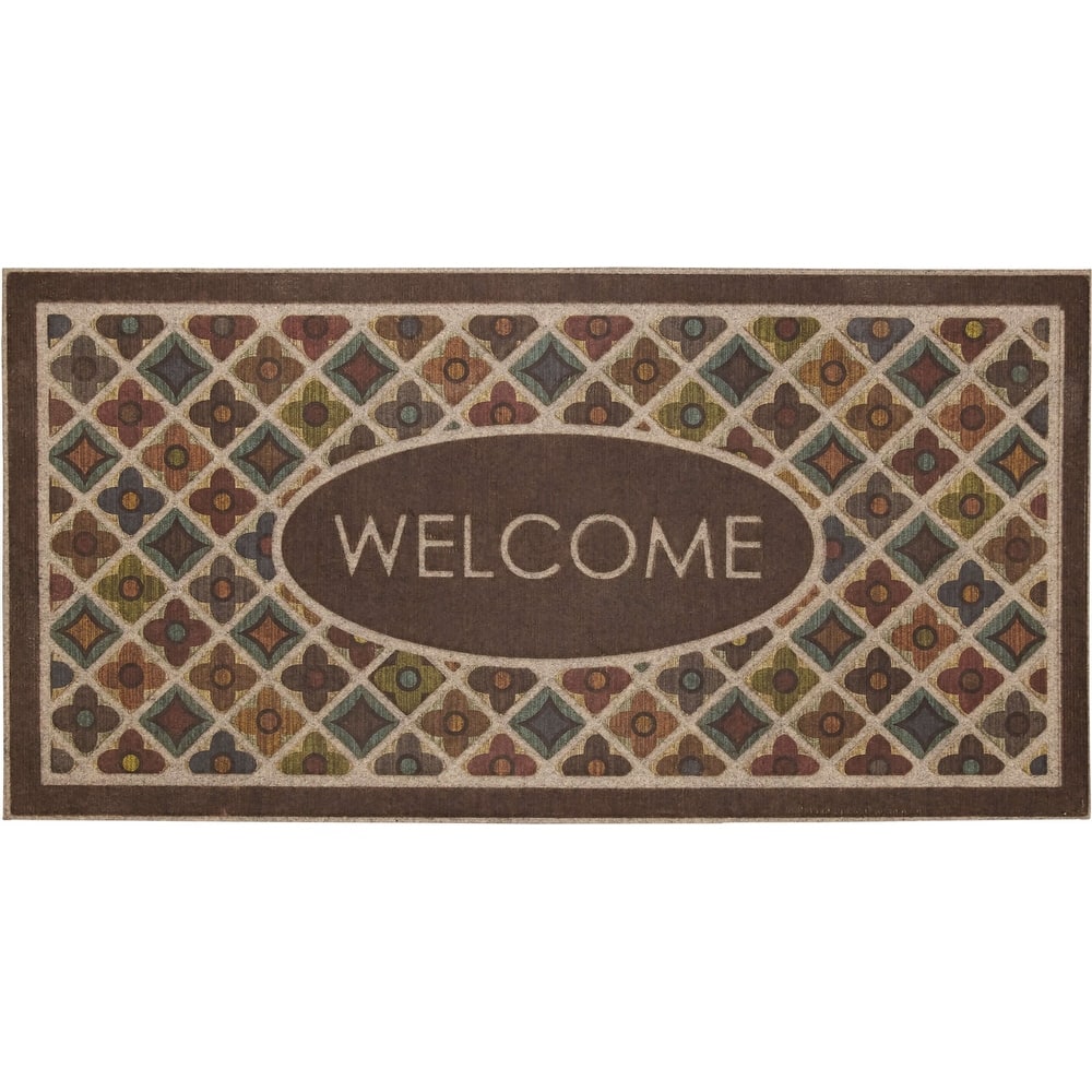 Mohawk Home Crosshatch Tile Welcome All Weather Recycled Rubber Door Mat - 2' x 4'