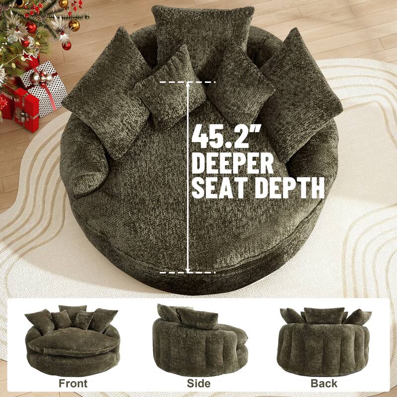 Rossetta Oversized Round Polyester Foam Chair with Pillows