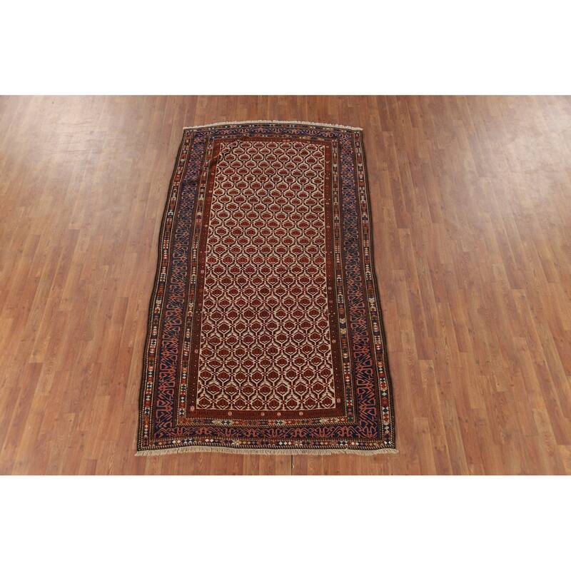 Pre-1900 Antique Vegetable Dye Shirvan Persian Wool Carpet - 4'10" x 8'7"