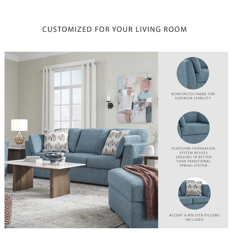 Signature Design by Ashley Keerwick Blue/Green Sofa - 94"W x 41"D x 39"H