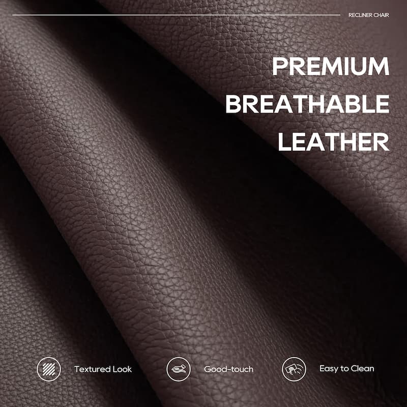 Premium Leather Swivel Recliner Chair with Rocking Motion Wide Seat Thick Cushioned Back