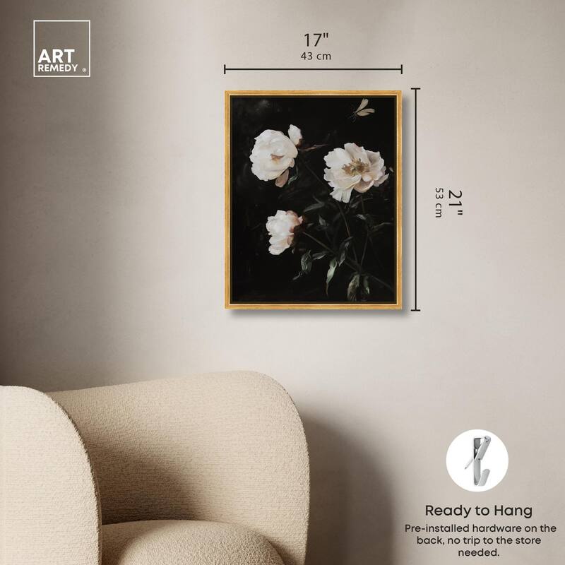 White Peony Nocturne Canvas by Art Remedy