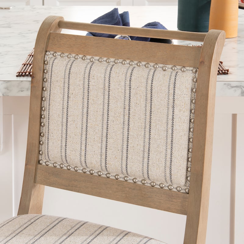 Demi Rustic Grey Solid Wood Striped 26-Inch Counter Stool