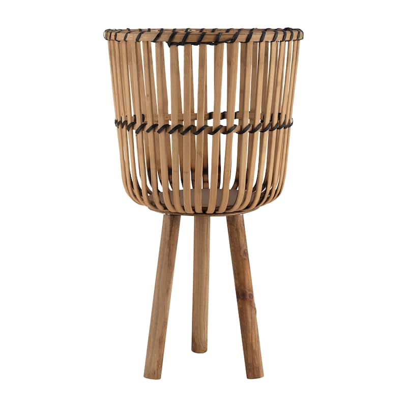 Sagebrook Home Wicker Modern Boho Bamboo Planter Set