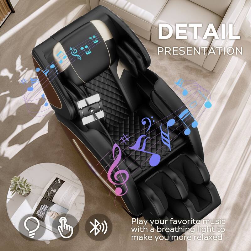 Luxury Zero Gravity Full-Body Massage Chair with Heating, Bluetooth Audio, and Foot Rollers - Home Relaxation Recliner