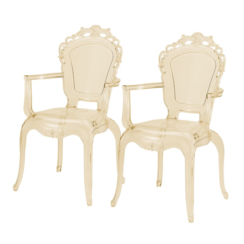 Gittel Clear or Amber Transparent Acrylic Arm Chair Dining Chairs - (Set of 2)