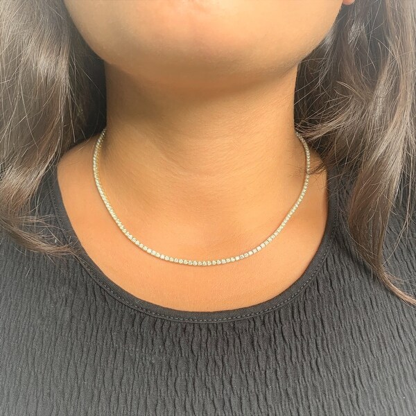 Vintage Silver Eternity Necklace Estate Necklace White Stone Tennis Necklace Line Necklace Formal Necklace