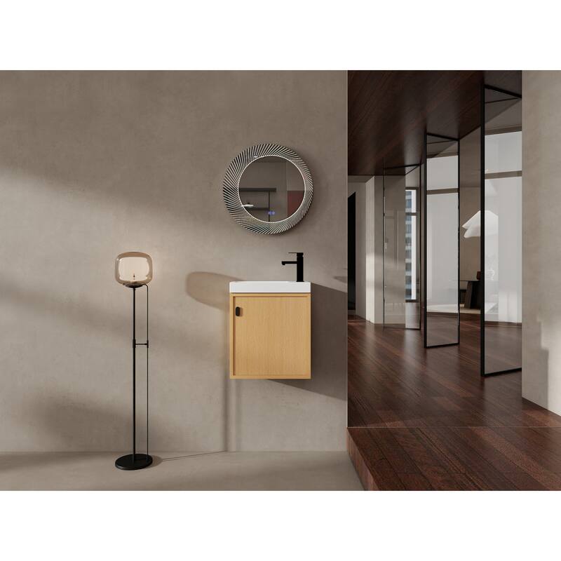 GDFStudio - Helsinki 18.5" Modern Wall-Mounted Bathroom Vanity Set with Resin Sink, Soft Closing Door & Antirust Hardware