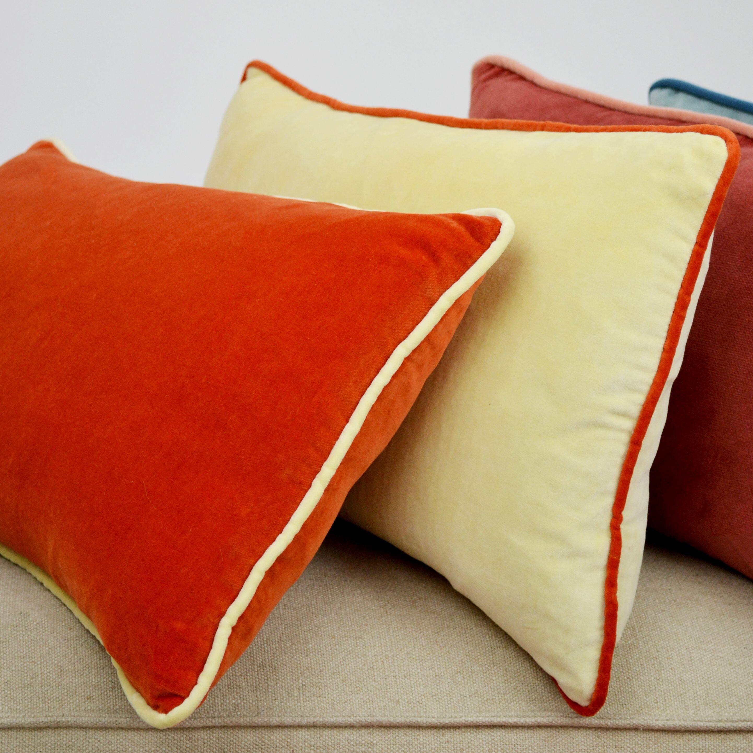 Jiti Indoor Bold Modern Contemporary Solid Color Contrast Piping Plush