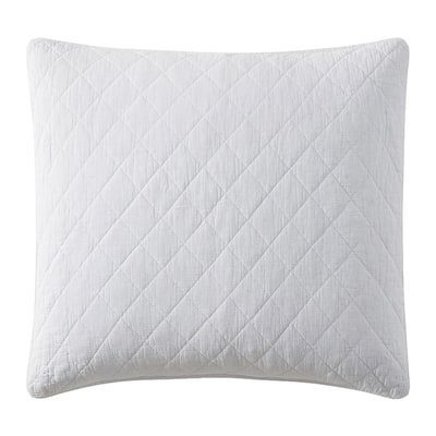 HiEnd Accents Stonewashed Cotton Gauze Traditional Style Solid Color Diamond Stitch Euro Sham, 27" x 27"