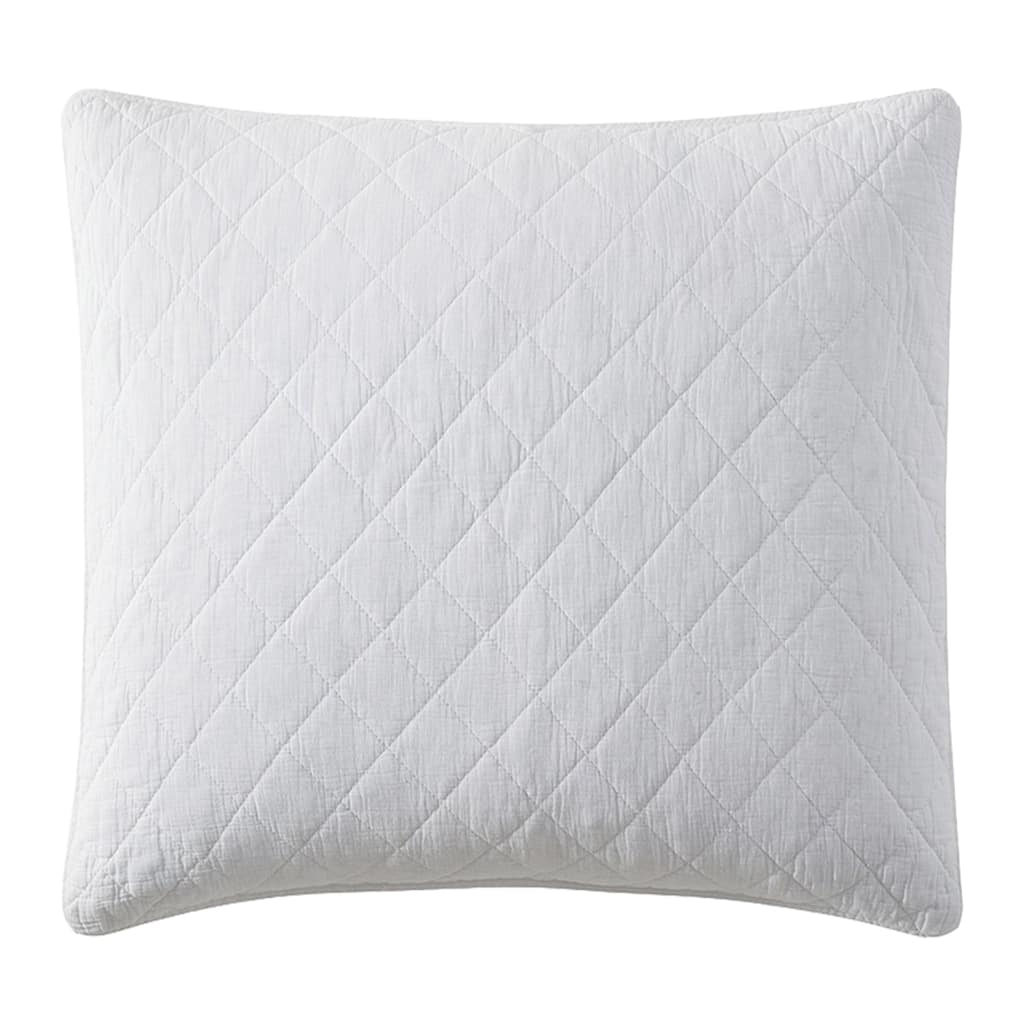 HiEnd Accents Stonewashed Cotton Gauze Traditional Style Solid Color Diamond Stitch Euro Sham, 27" x 27"