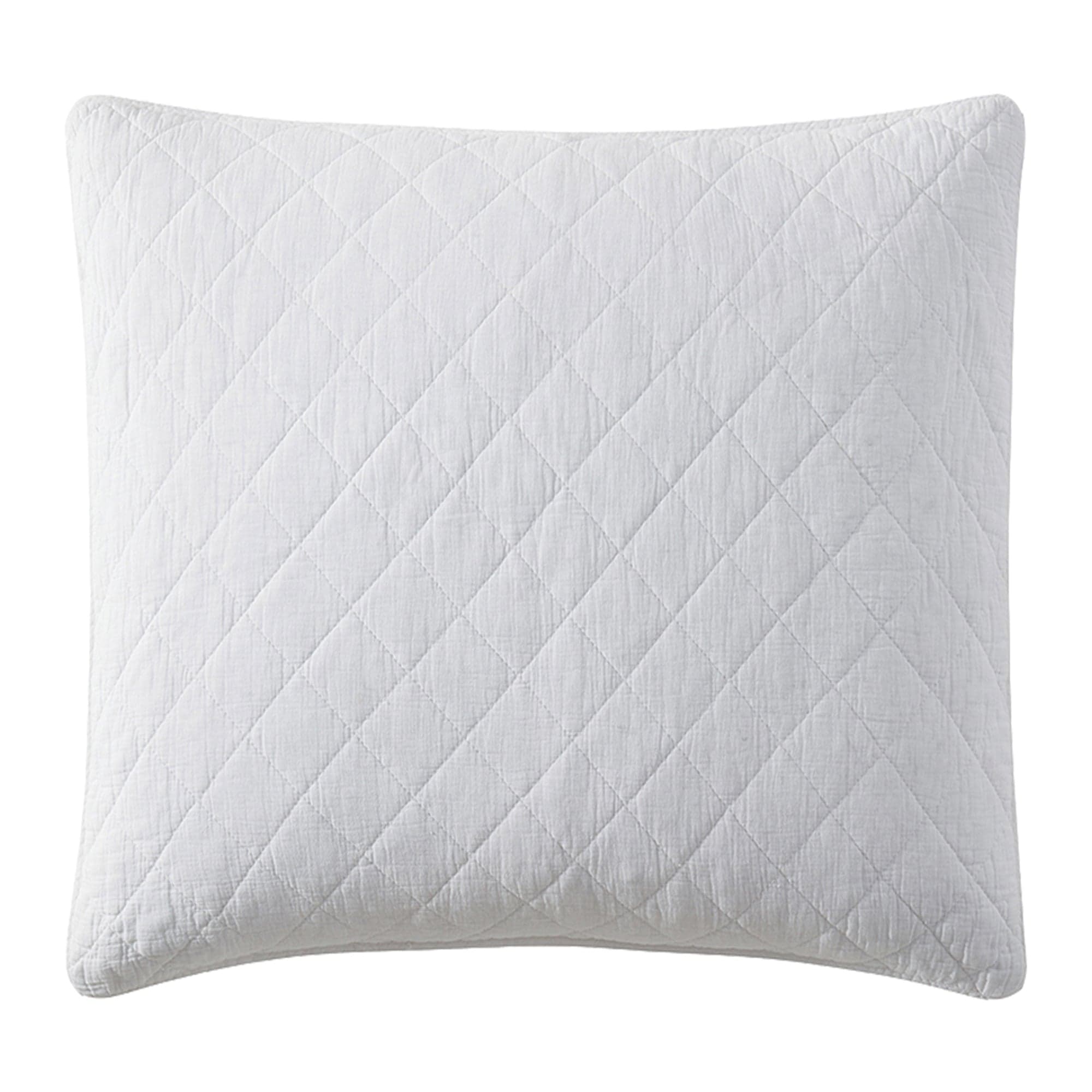 HiEnd Accents Stonewashed Cotton Gauze Traditional Style Solid Color Diamond Stitch Euro Sham, 27" x 27"
