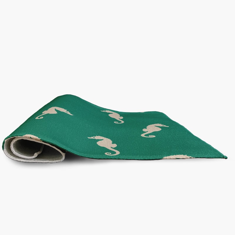 Sea Horses Beach Style Chenille Area Rug