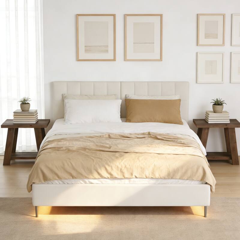 Solid Wood End Table, Small Side Table with 2-Tier Storage Shelf for Living Room, Easy Assembly