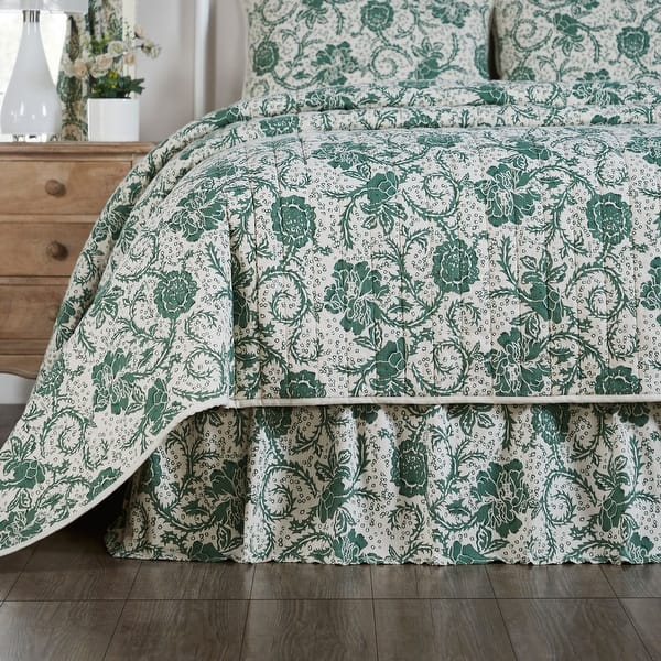 Dorset Green Floral King Bed Skirt 78x80x16 - Overstock - 35356681