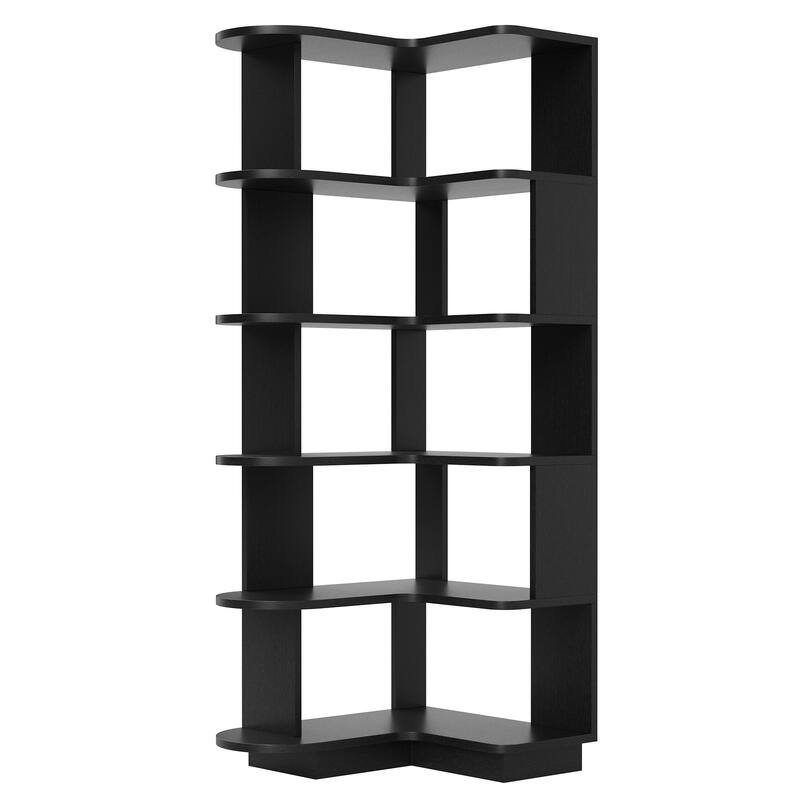 5-Tier Corner Bookshelf,L-Shaped Bookcase Freestanding Storage Shelf & Display Stand for Living Room, Office, Bedroom