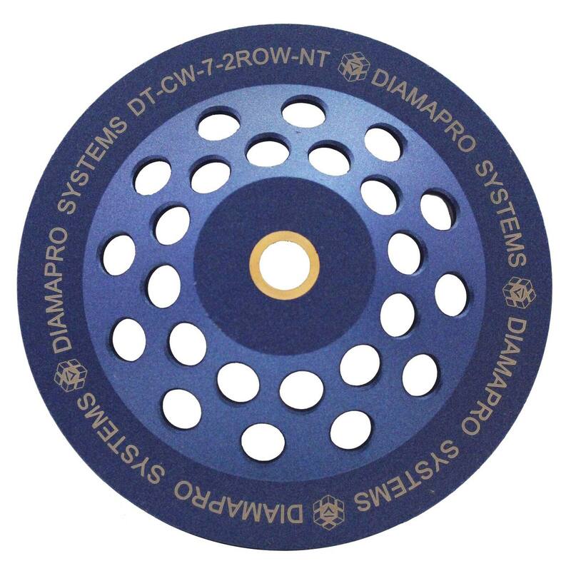 DiamaPro Systems Non Threaded 7 Inch Double Row Concrete Grinding Cup Wheel Tool - 2.1