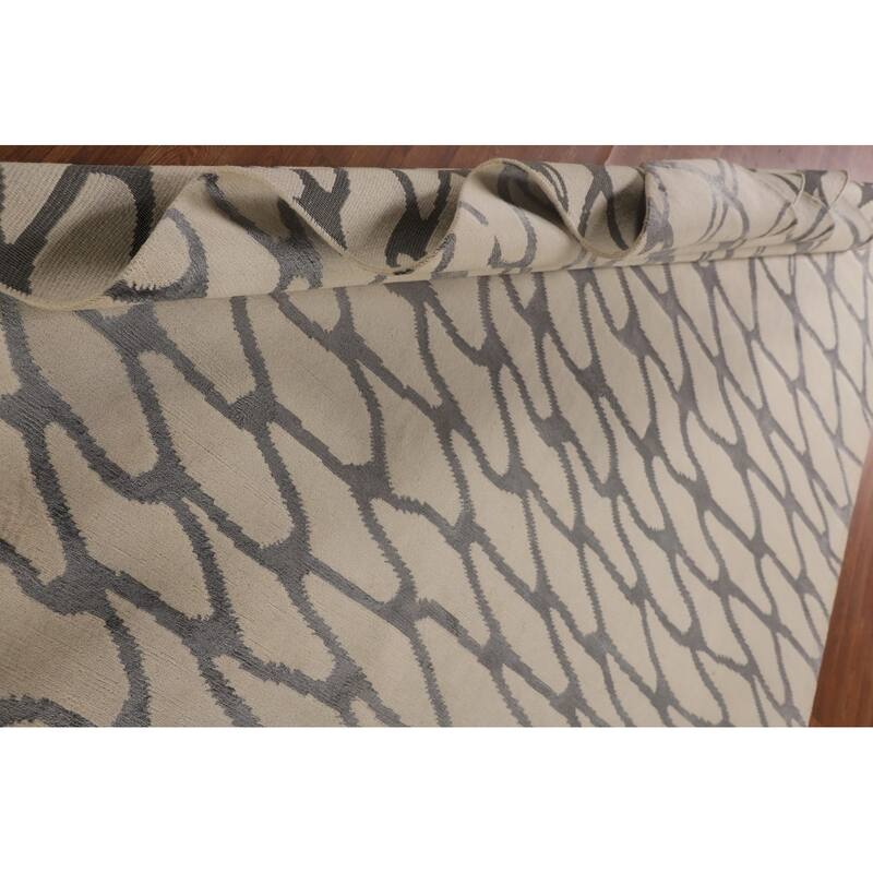 All-Over Abstract Modern Area Rug Handmade Wool Carpet - 7'11"x 9'9"