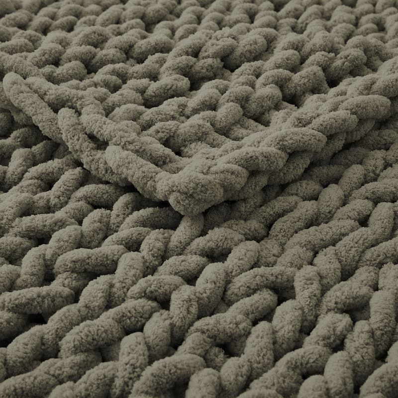 Handmade Chunky Knit Chenille Yarn Throw Blanket 50"x60"