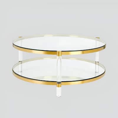 Glass Brass GOLD ROUND Sophia Coffee Table