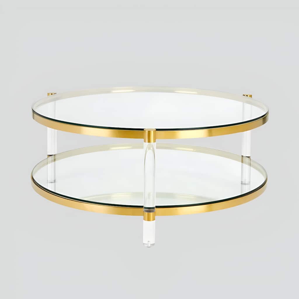 Glass Brass GOLD ROUND Sophia Coffee Table