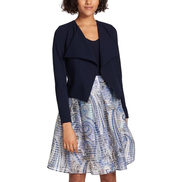 Tommy Hilfiger Womens Open-Front Blazer Lace Back 3/4 Sleeves