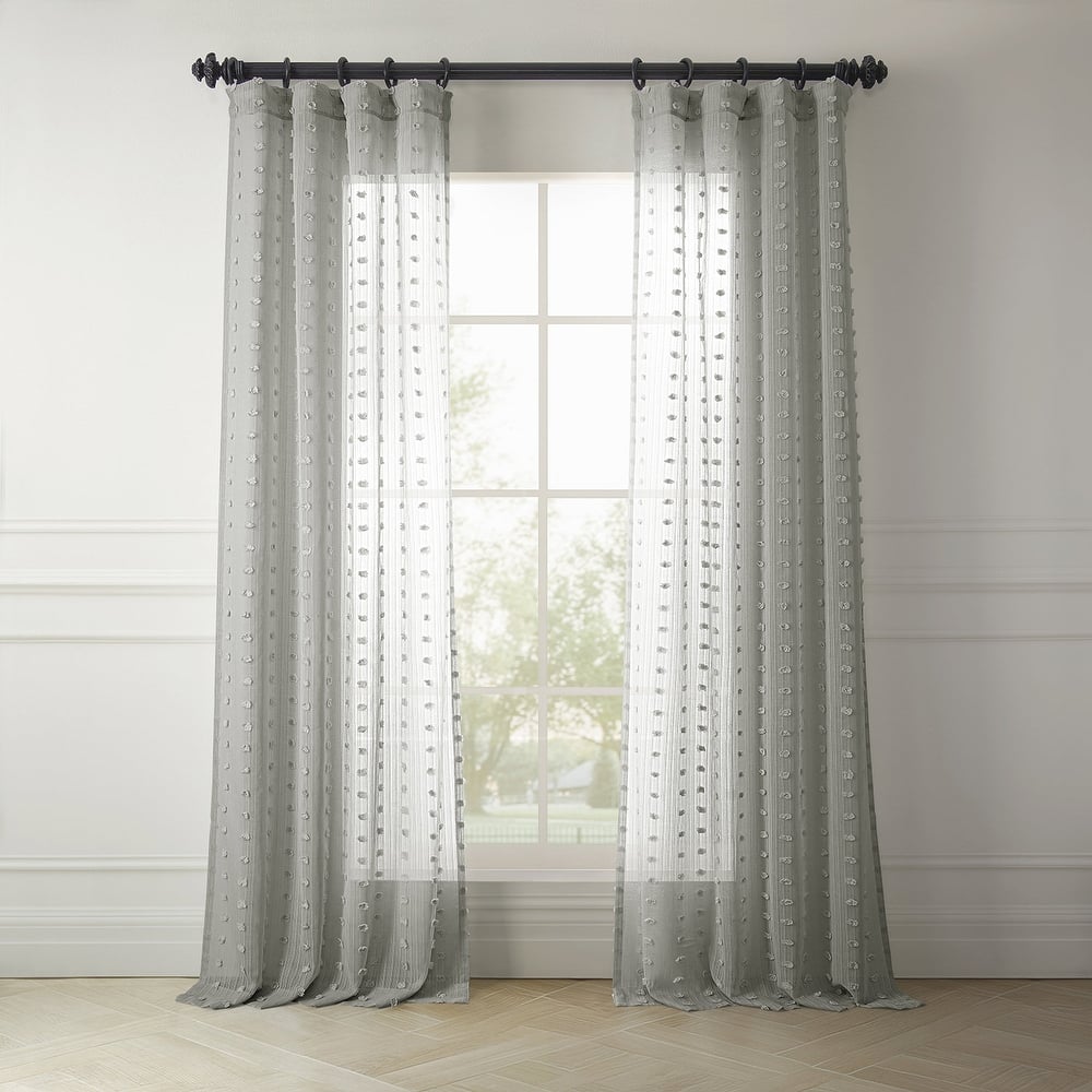 Exclusive Fabrics Strasbourg Dot Patterned Faux Linen Sheer Curtain (1 Panel)