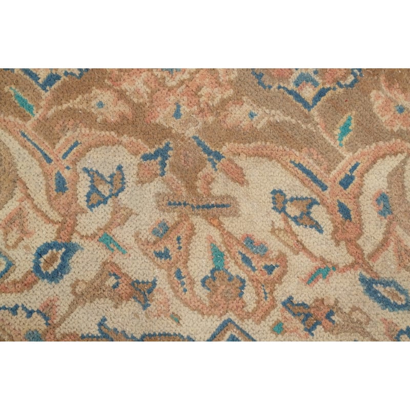 Hand Knotted Oriental 100% Wool Carpet Traditional Floral Pink Mashad Area Rug - 13' 1'' X 9' 8''