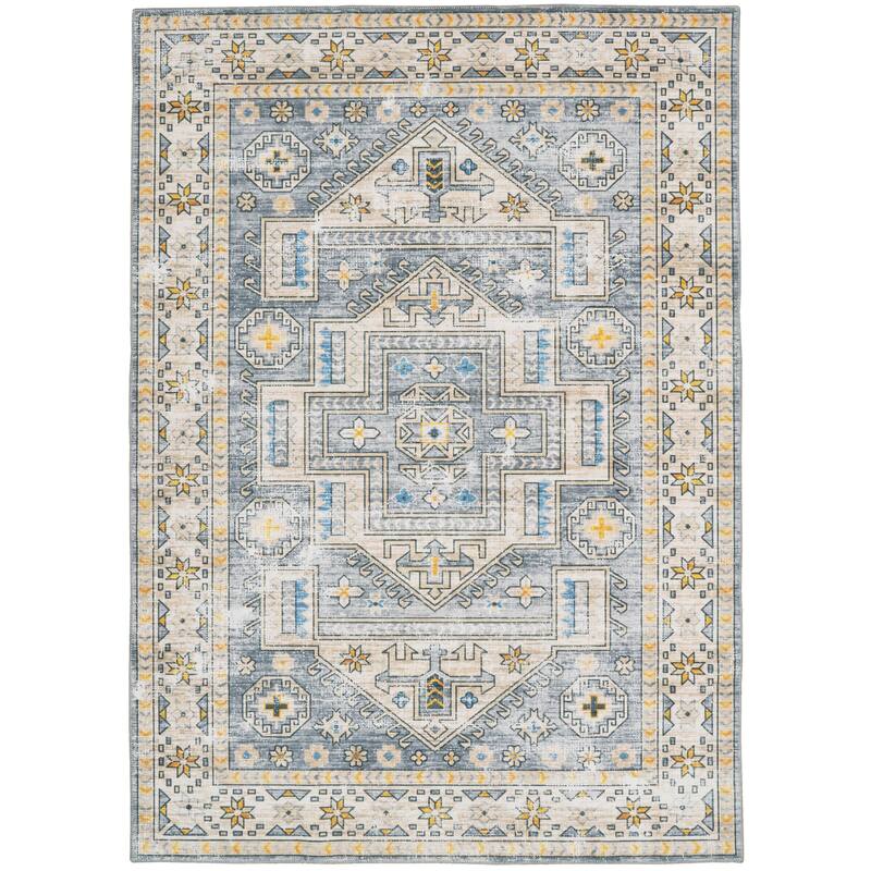 Parson Machine Washable Grey and Beige Area Rug - 3' x 5'