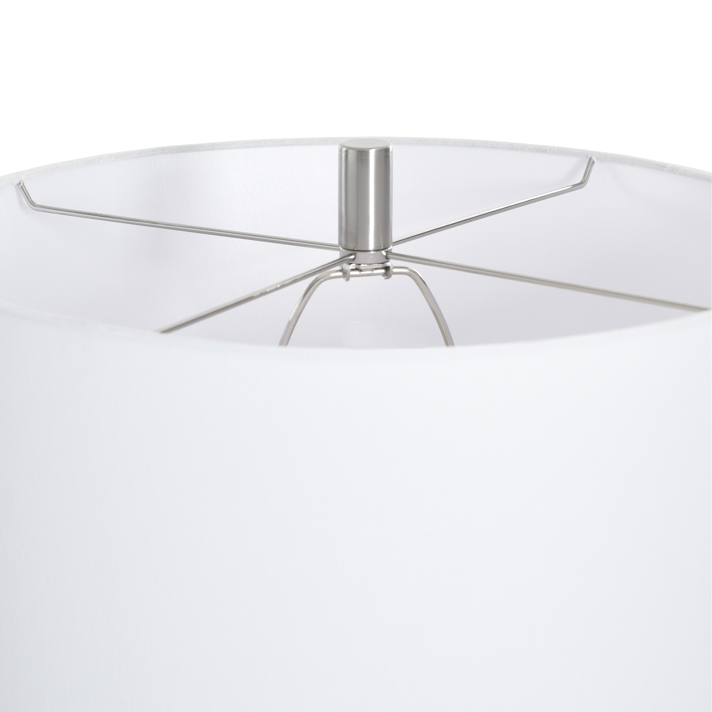 StyleCraft Orion Tripod Floor Lamp with LED Night Light - Brushed Nickel - White Shade