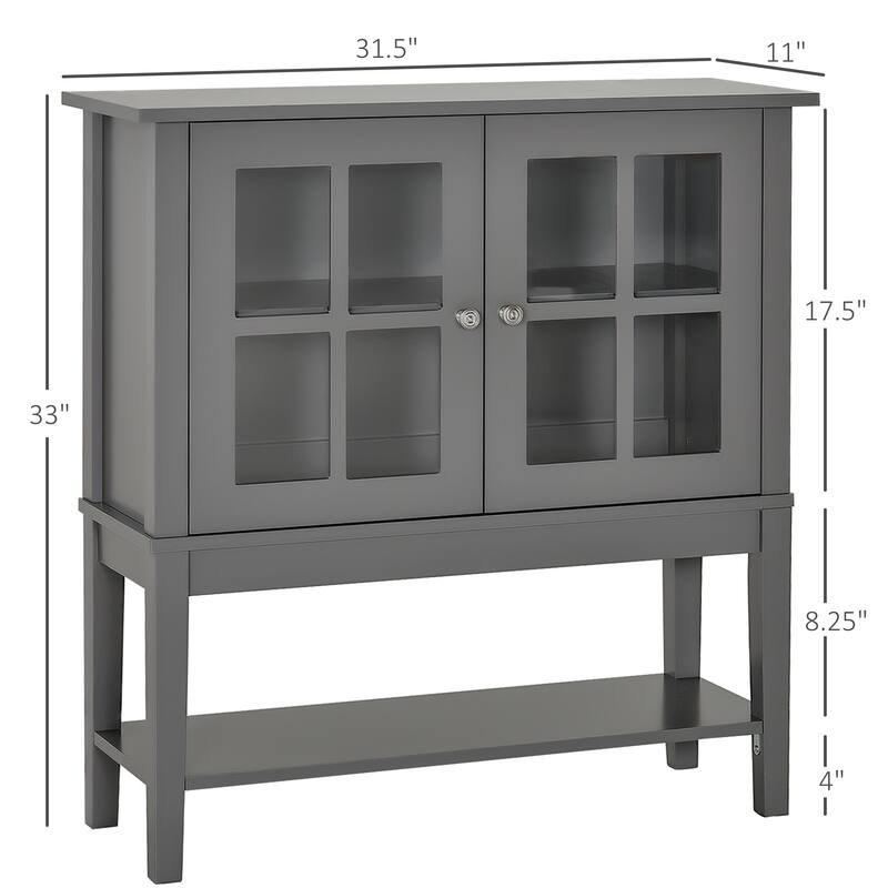 Coffee Bar Cabinet,Sideboard Buffet Cabinet with 2 Glass Doors, Adjustable Inner Shelving and Bottom Shelf