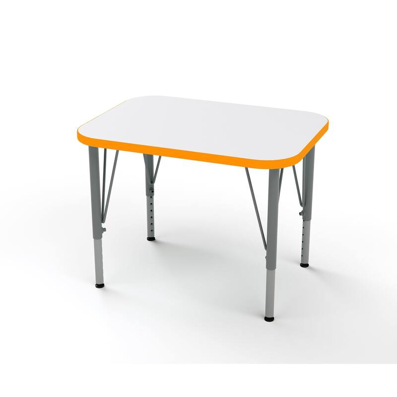 Tot Mate Versa Kids Desk Rectangle Large Surface (32" x 24") Classroom Table - Adjustable Height 21-30" - Orange Grove