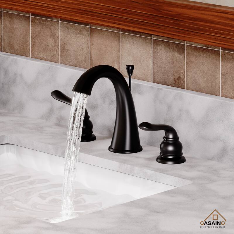 8 in. Widespread Double Handle Bathroom Sink Faucet - Black