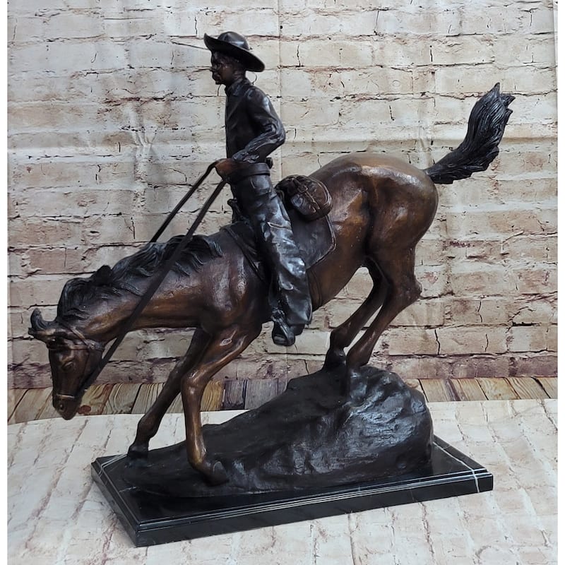 Frederic Remington Arizona Cowboy Bronze Sculpture Statue Western Americana 22 Inches X 26 Inches