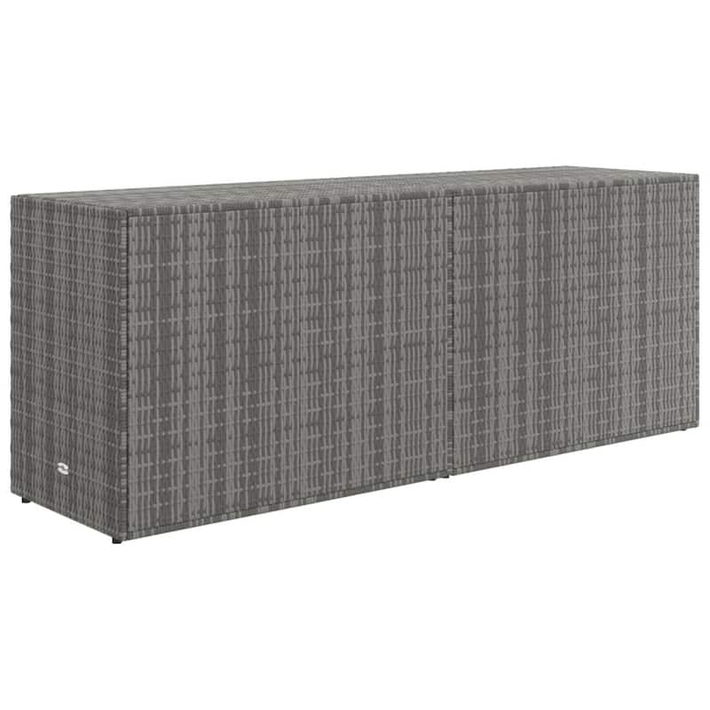 Outdoor Storage Cabinet, 78 Inch Gray Poly Rattan and Brown Solid Wood