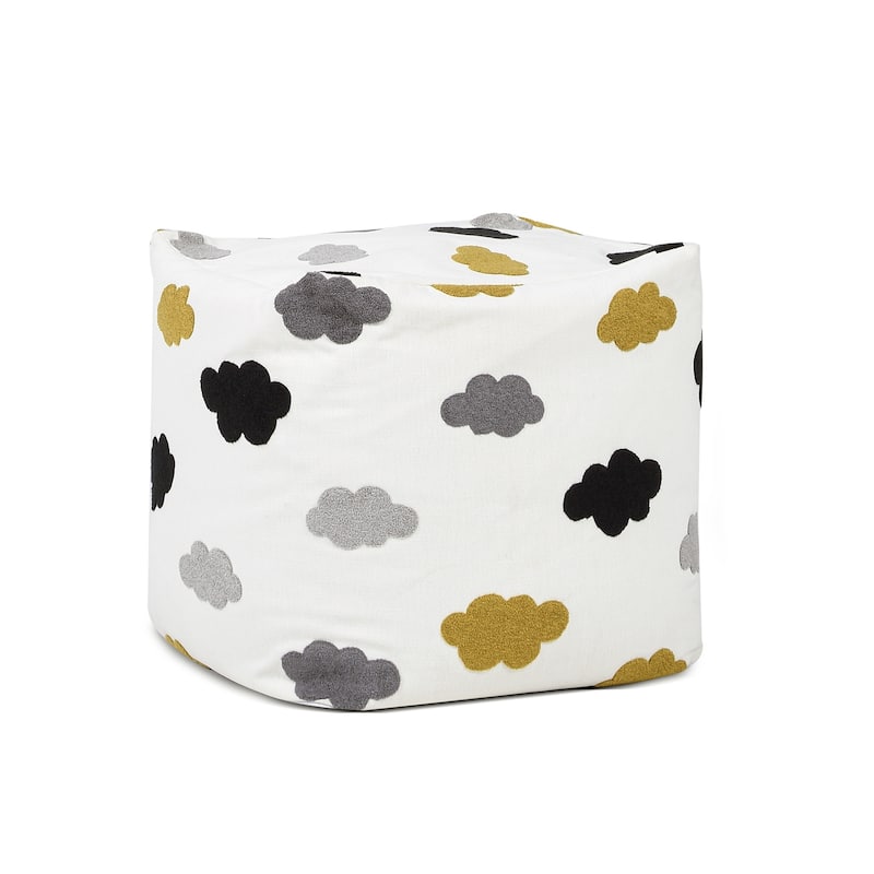 Pouf 23" Luxury Oversized Embroidery Bean Bag Cube Ottoman