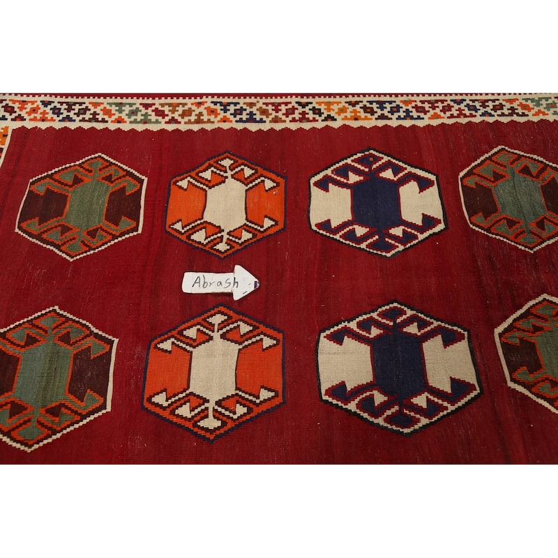 Kilim Qashqai Persian Vintage Rug Hand-Knotted Wool Carpet - 5'0"x 8'5"