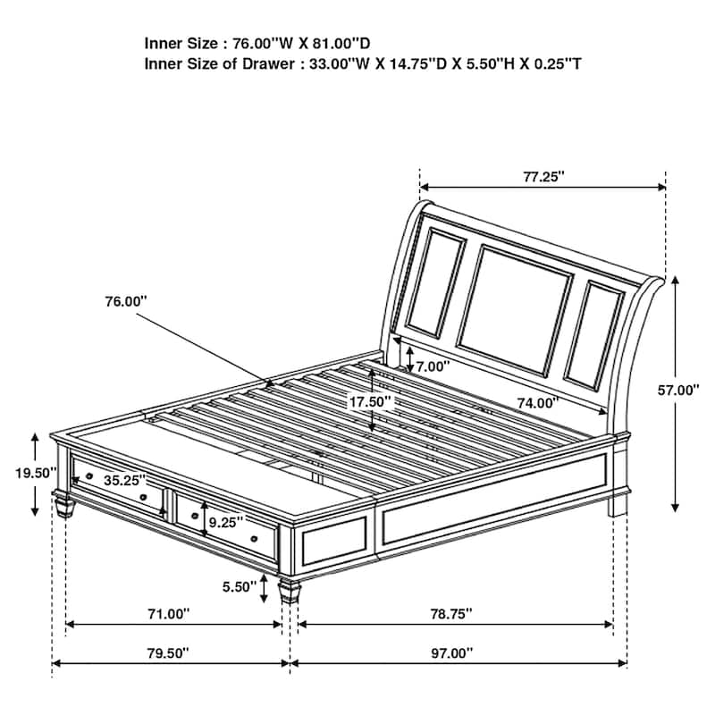Sandy Beach Storage Bed 4-Piece Bedroom Set with Sleigh Headboard