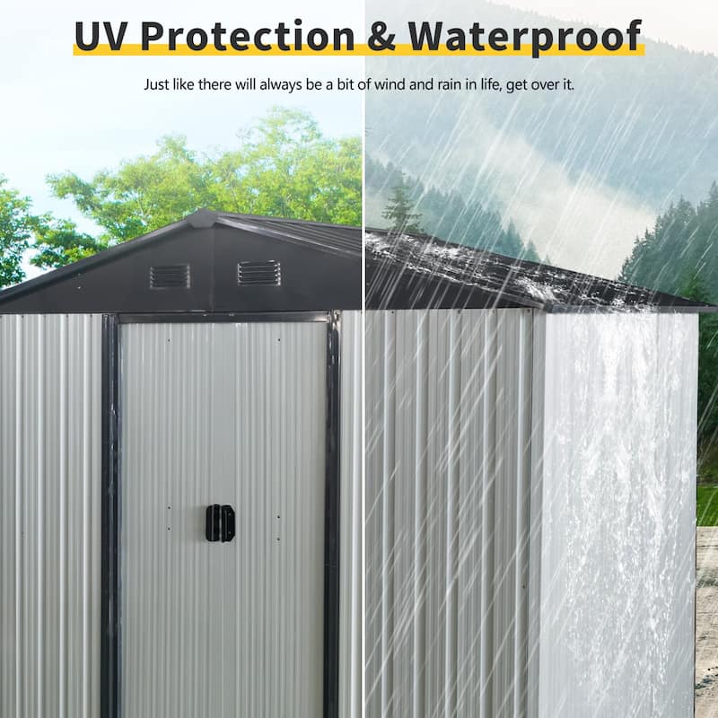 Waterproof Garden Shed Tool Shed Pet Shed Rust-resistant Metal Storage Shed with Lockable Sliding Door