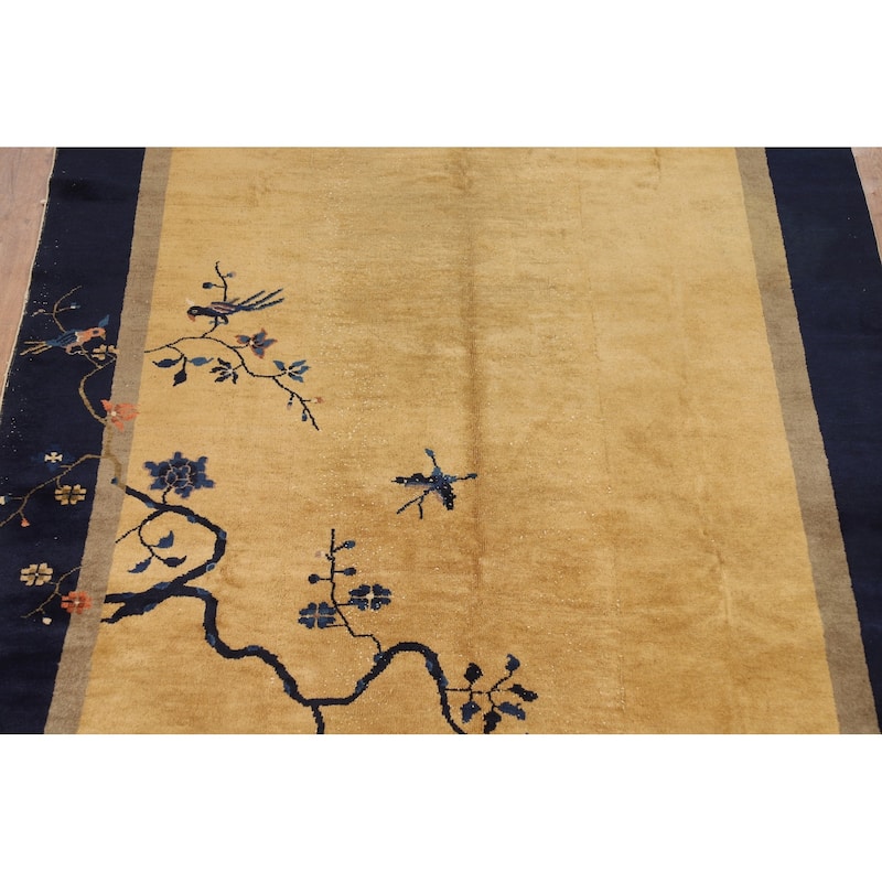 Vegetable Dye Art Deco Chinese Vintage Rug Hand-Knotted Wool Carpet - 6'0"x 11'8"
