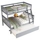 preview thumbnail 30 of 34, Modern Twin Over Full Wood Bunk Kids Bed with Trundle,Convertible Ladder and Safety Guardrail