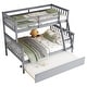 preview thumbnail 15 of 25, Twin Over Full Bunk Kids Bed Frame with Trundle, Detachable & Convertible Bed with Reversible Ladder & Guardrail, Espresso