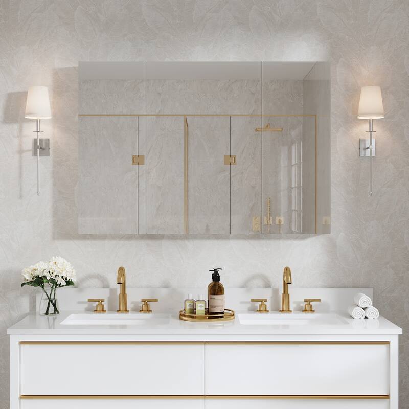 44"W X 30'H Bathroom Recessed or Surface Wall Mount Medicine Cabinet With Adjustable Glass Shelves - 1230R-2030R-1230L
